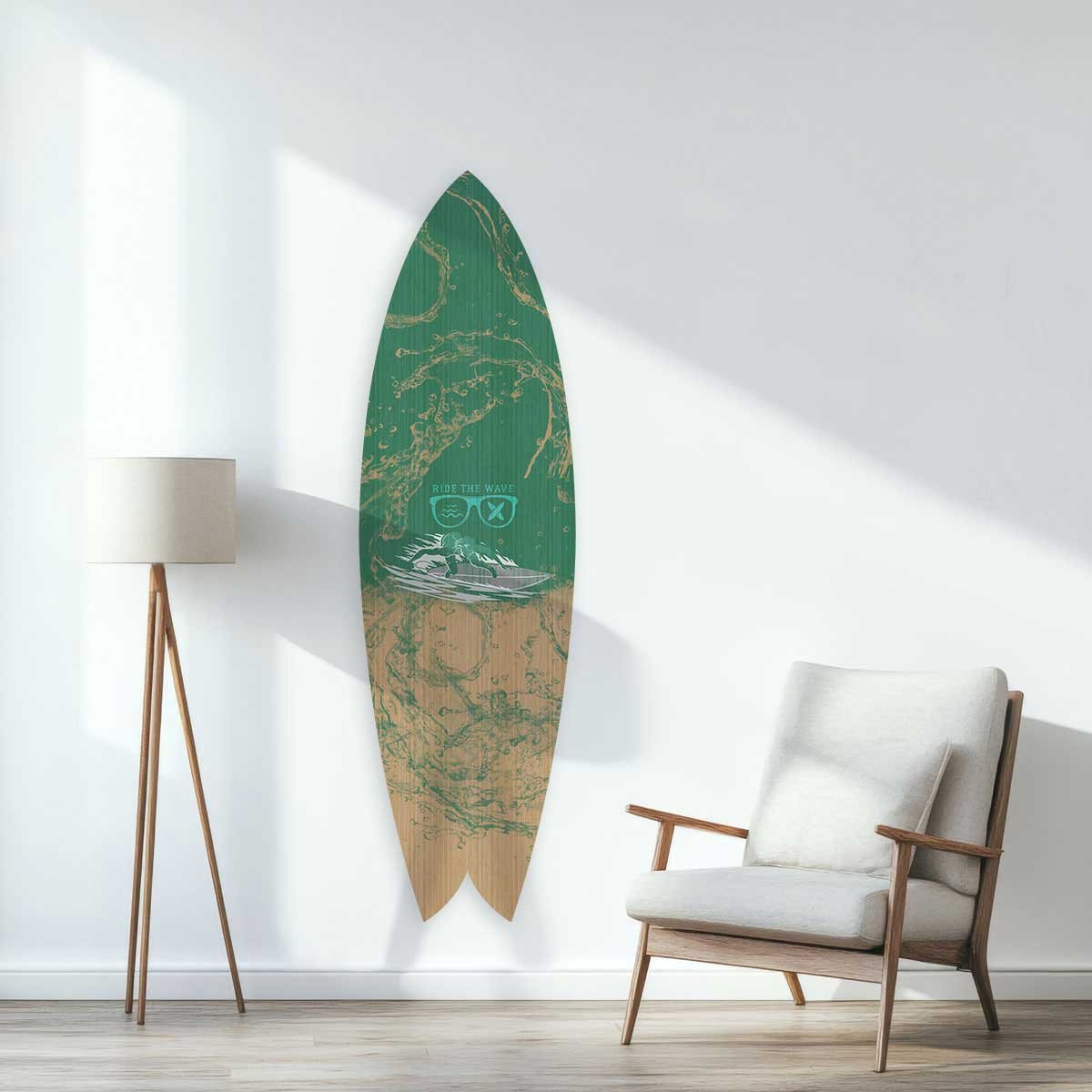 Planche de surf décorative Ride the wave tableau alu dibond, HEXOA