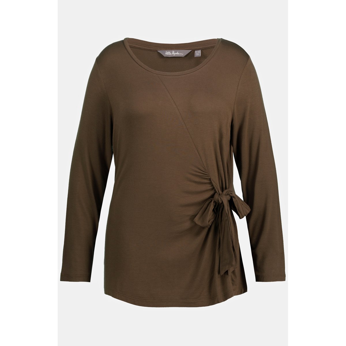 T-shirt, nœud fantaisie, classique, col en V vert roseau, ULLA POPKEN