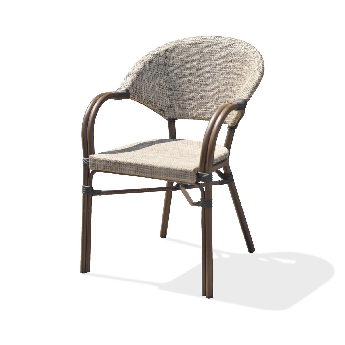 Fauteuil de jardin empilable en aluminium et textilène USHUAIA marron, DCB GARDEN