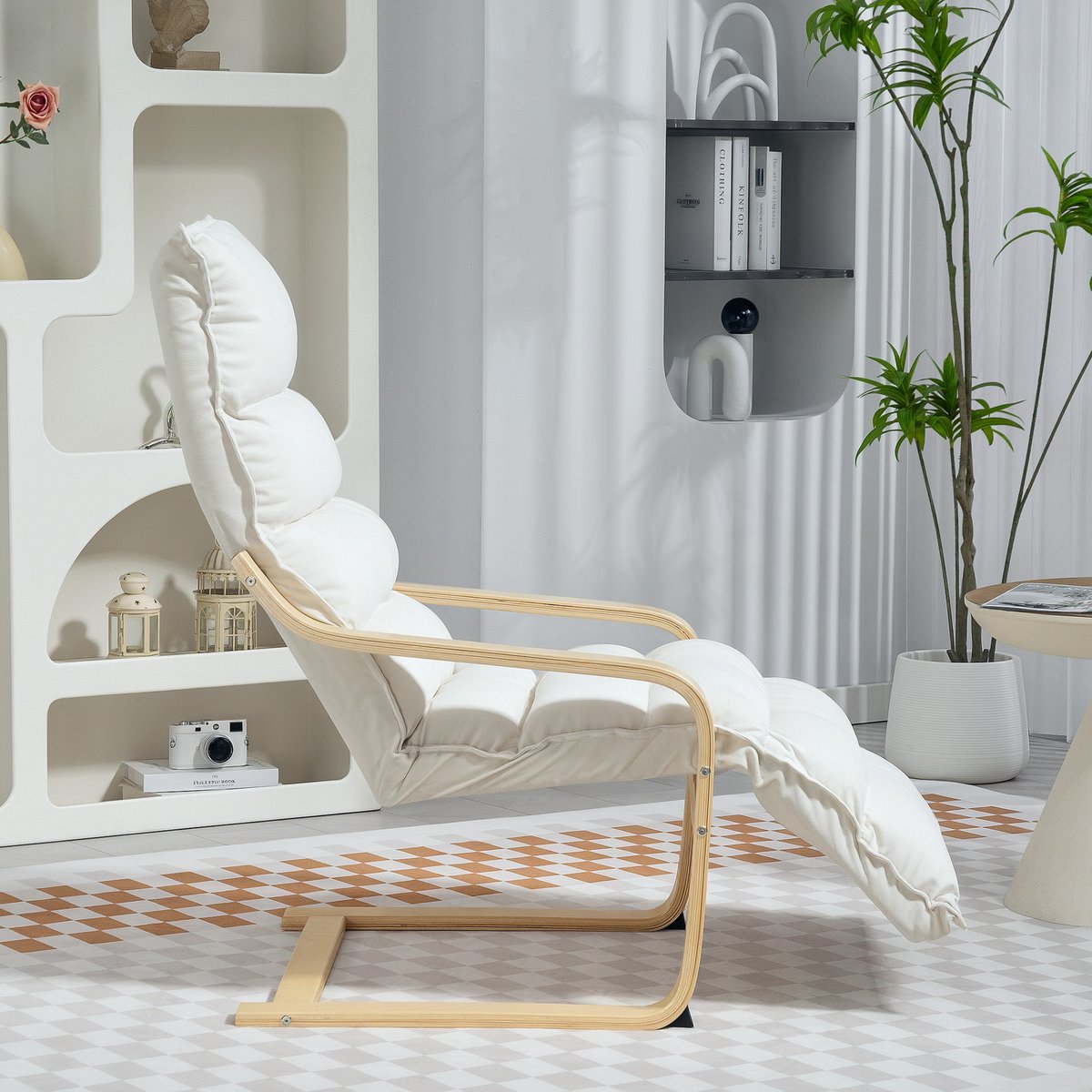 Accent Chair Velours (100 % polyester) Crème crème, HOMCOM