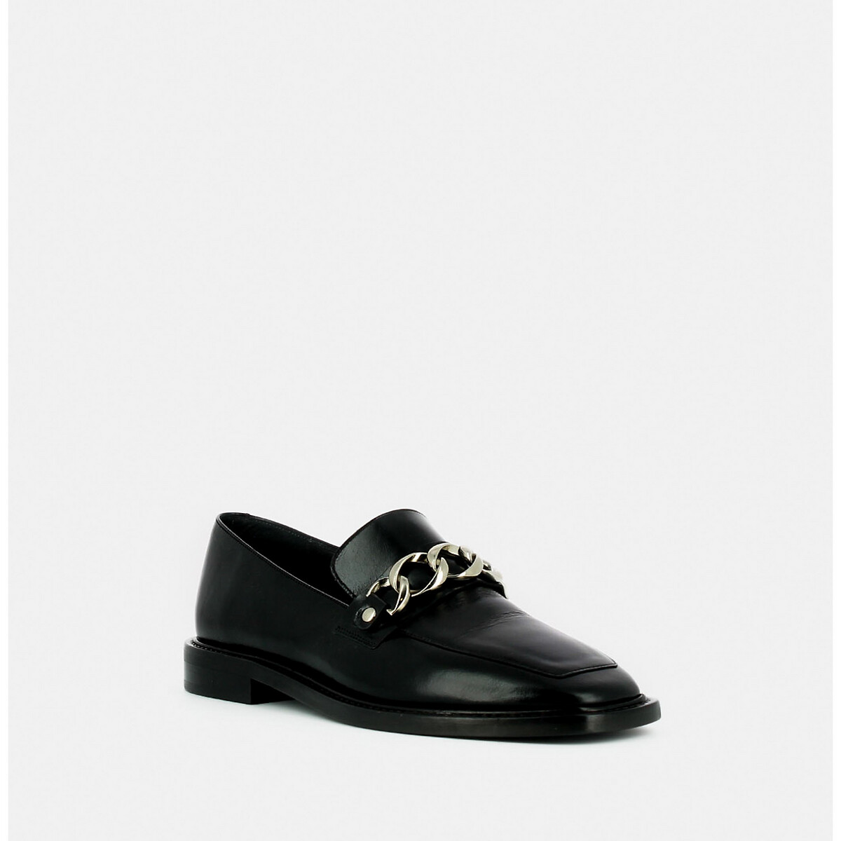 Mocassins cuir bout carré Dionette noir, JONAK