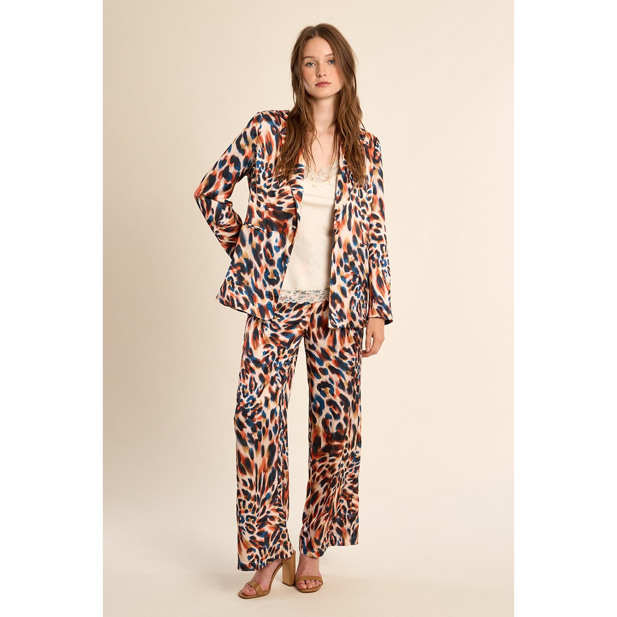 Pantalon droit, imprimé orange romy, MOLLY BRACKEN