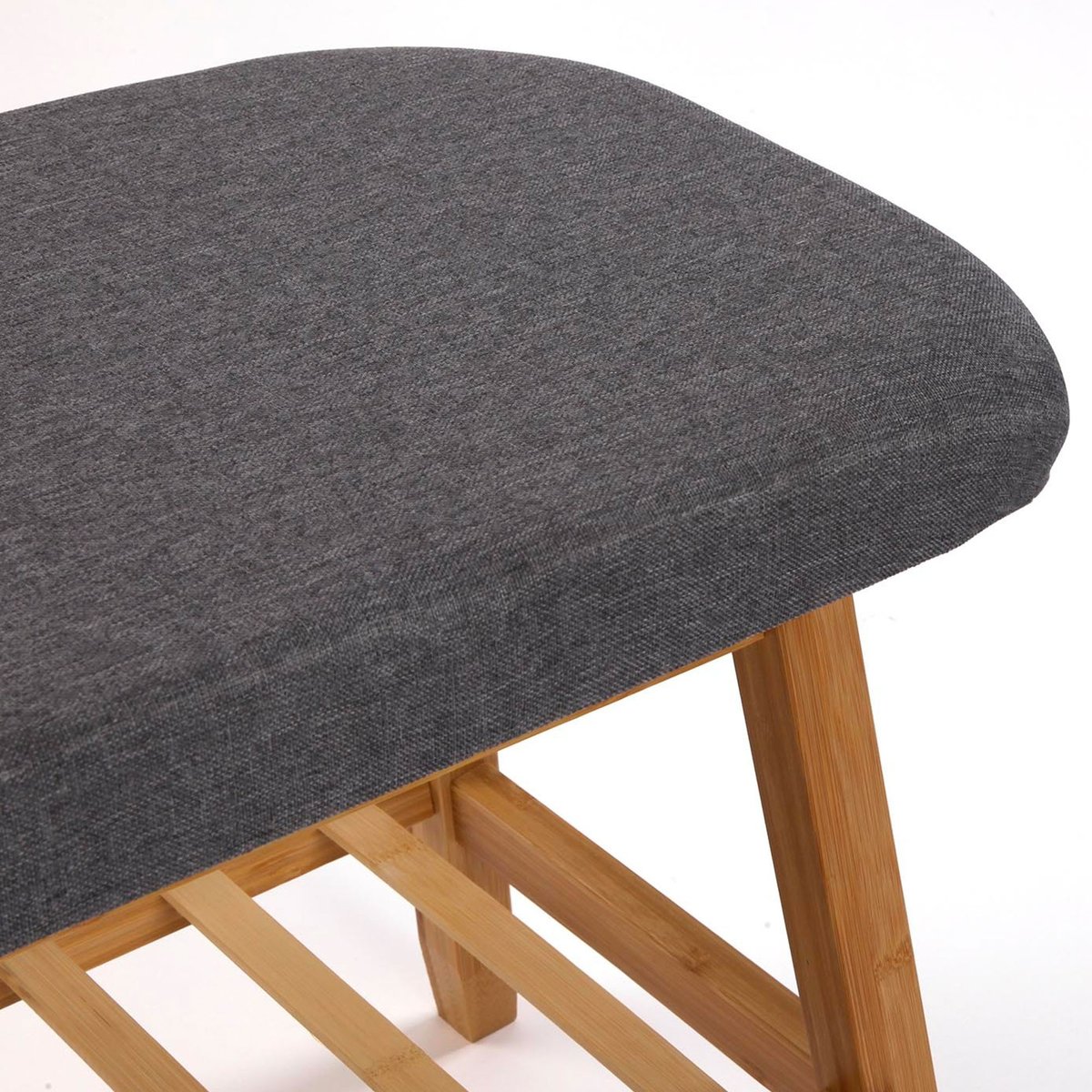 Banquette d'entrée pour chaussures en bois et tissu gris 90x34x44cm gris, WADIGA