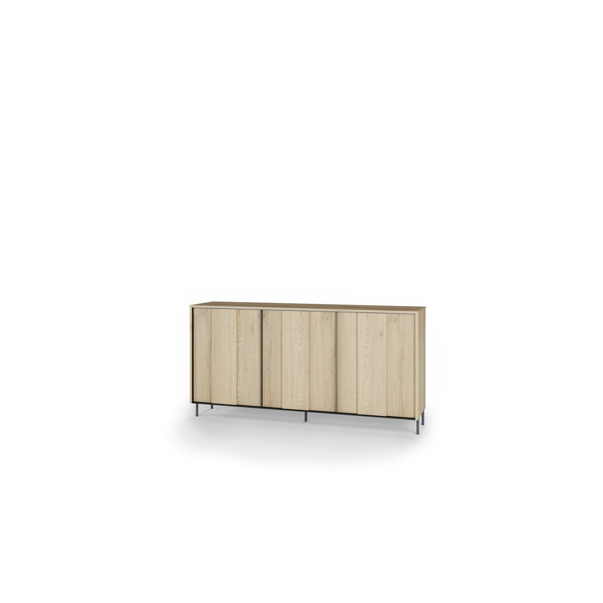 Buffet en panneaux de particules 3 portes 167 cm, TILIA chêne et noir, BOBOCHIC