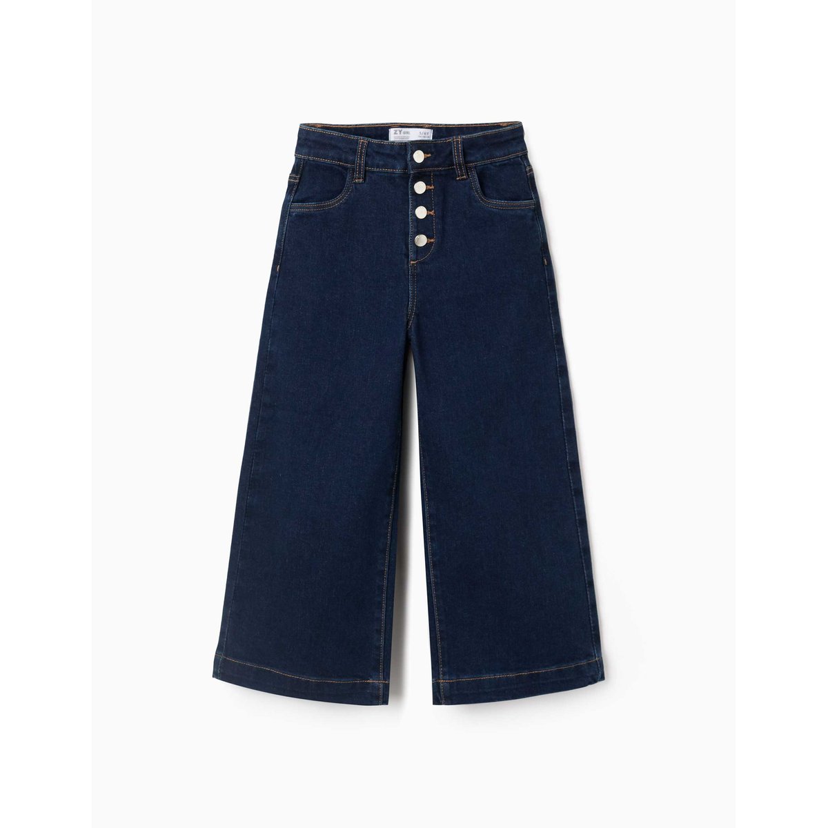 Jean à jambe large avec boutons-pression sur le devant bleu foncé, ZIPPY