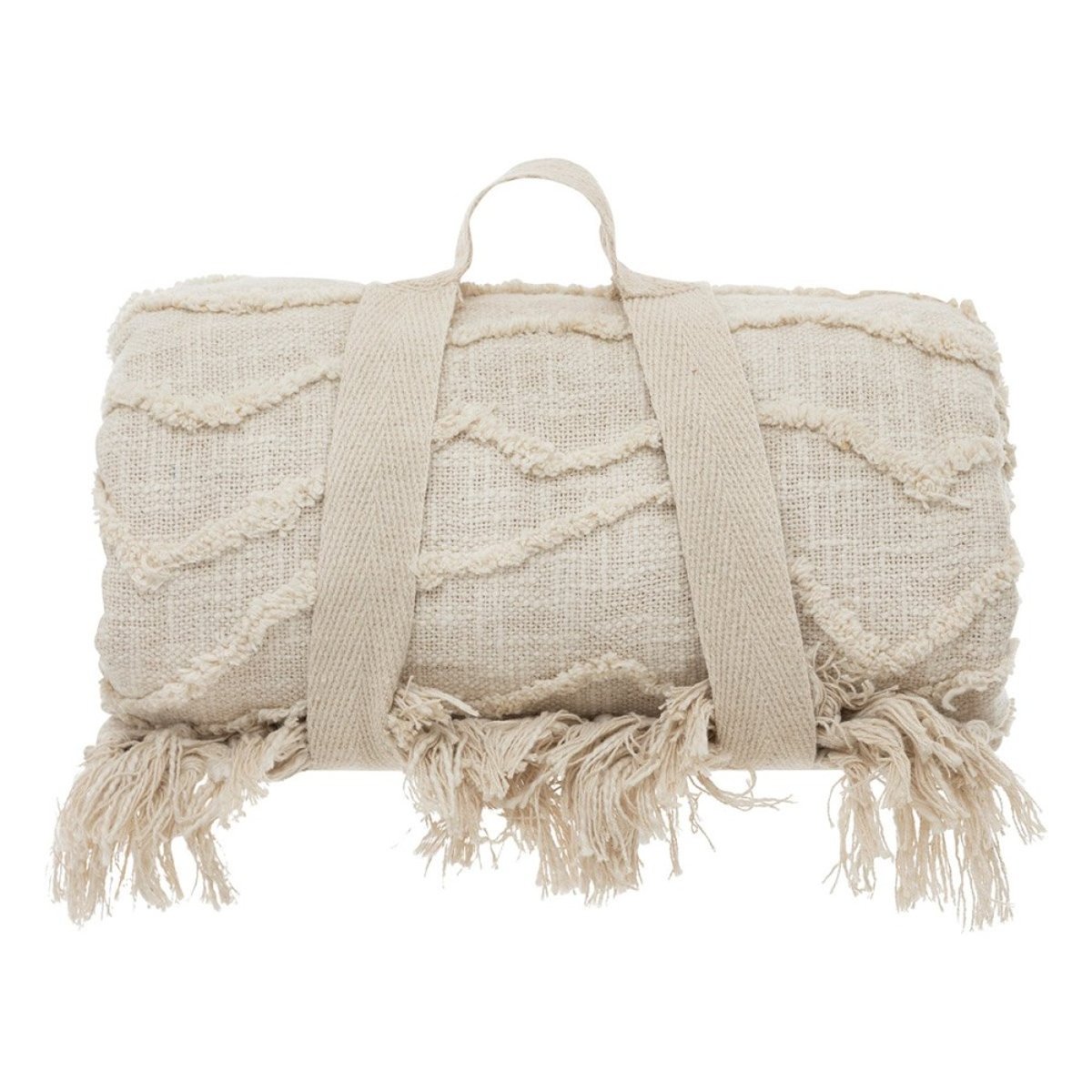 Dessus de lit Slub tufté 240x260 coton beige, ATMOSPHERA