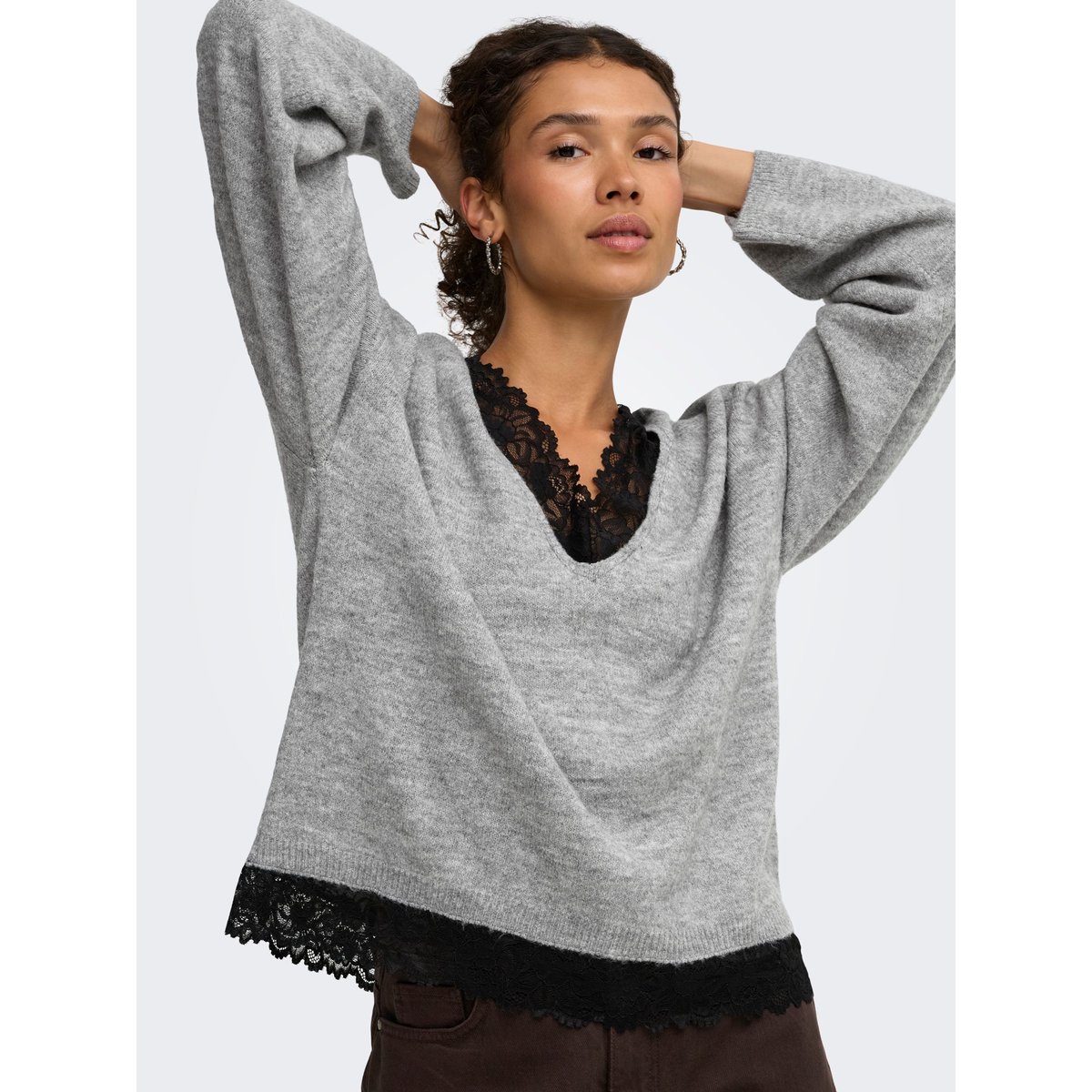 Pull En Maille grise - light grey melange, ONLY