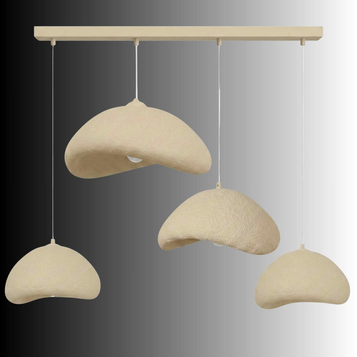 Suspension 4 lampes ajustables L150 cm NOXIS beige, PIER IMPORT