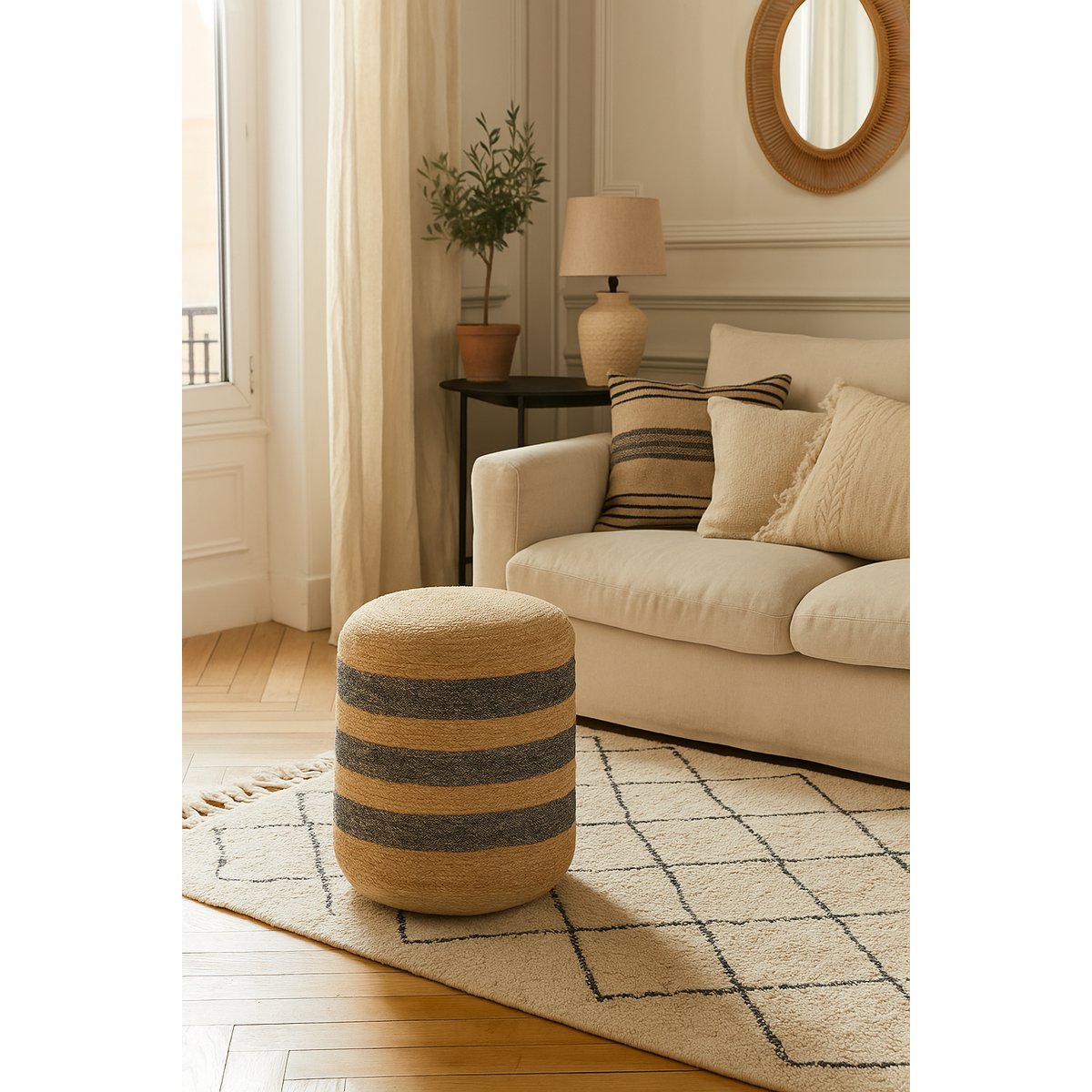 Pouf, jute naturelle, TOVE marron, NORDLYS