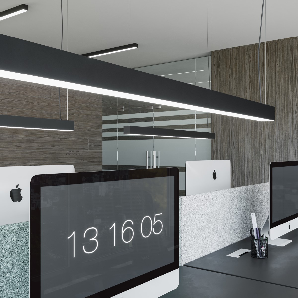 Suspension Aluminium Noir LED 1 Pinne noir, EDEN