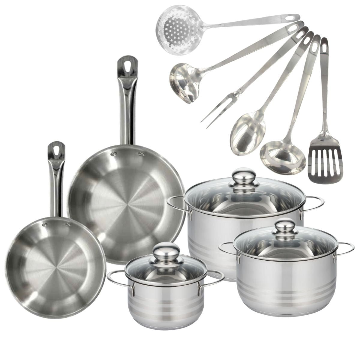 2 poêles 20/24cm + 3 faitouts 20/24cm ETHERNA BRILLANT OXFORD inox, FACKELMANN
