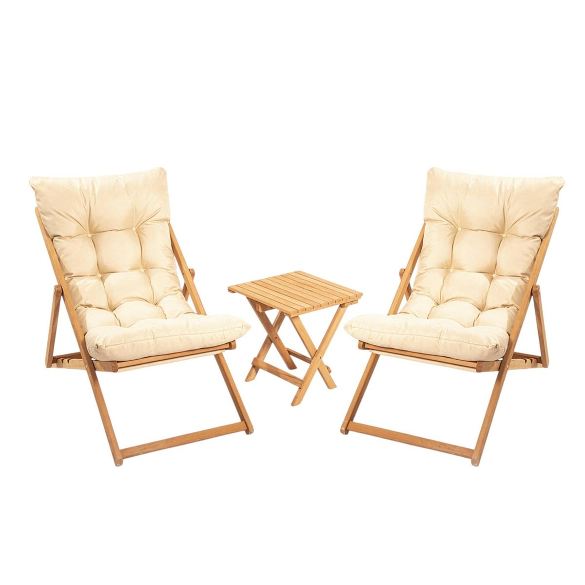 Salon de jardin - 2 chiliennes + table basse SORA beige, PIER IMPORT