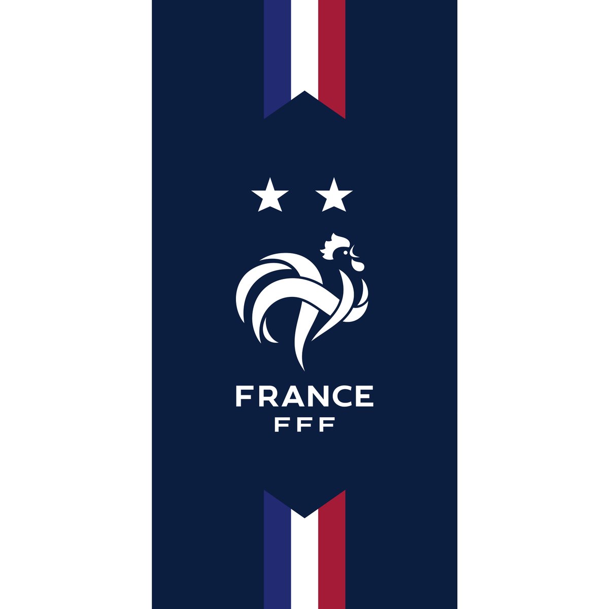 Serviette de bain et de plage imprimé 100% coton, Équipe de France de Football DEUX ÉTOILES bleu, FFF