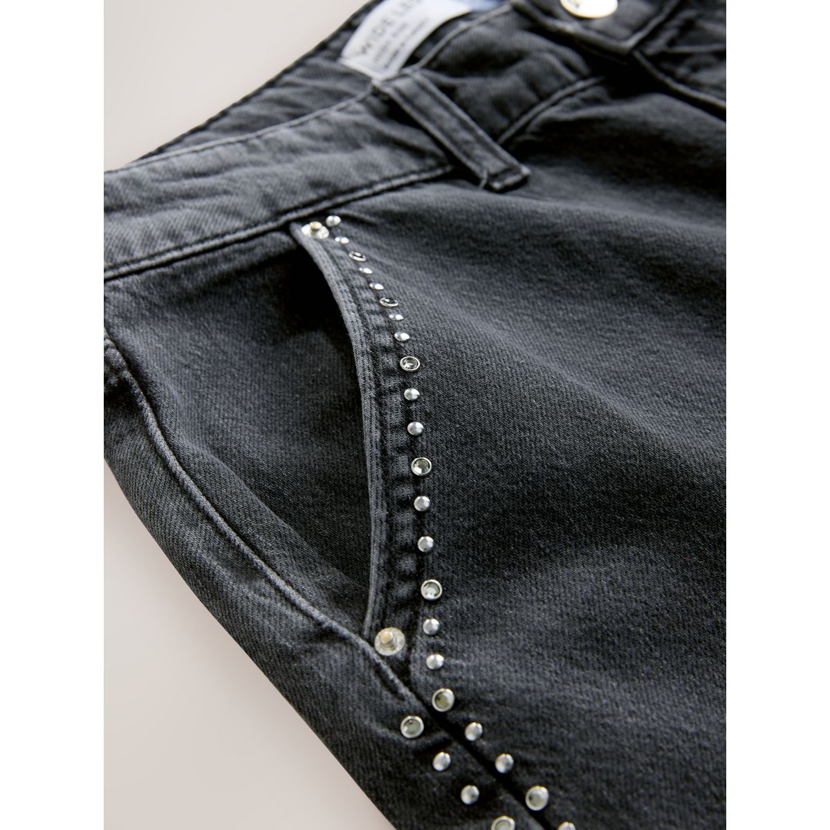 Jean large palazzo taille haute avec clous gris, NEXT
