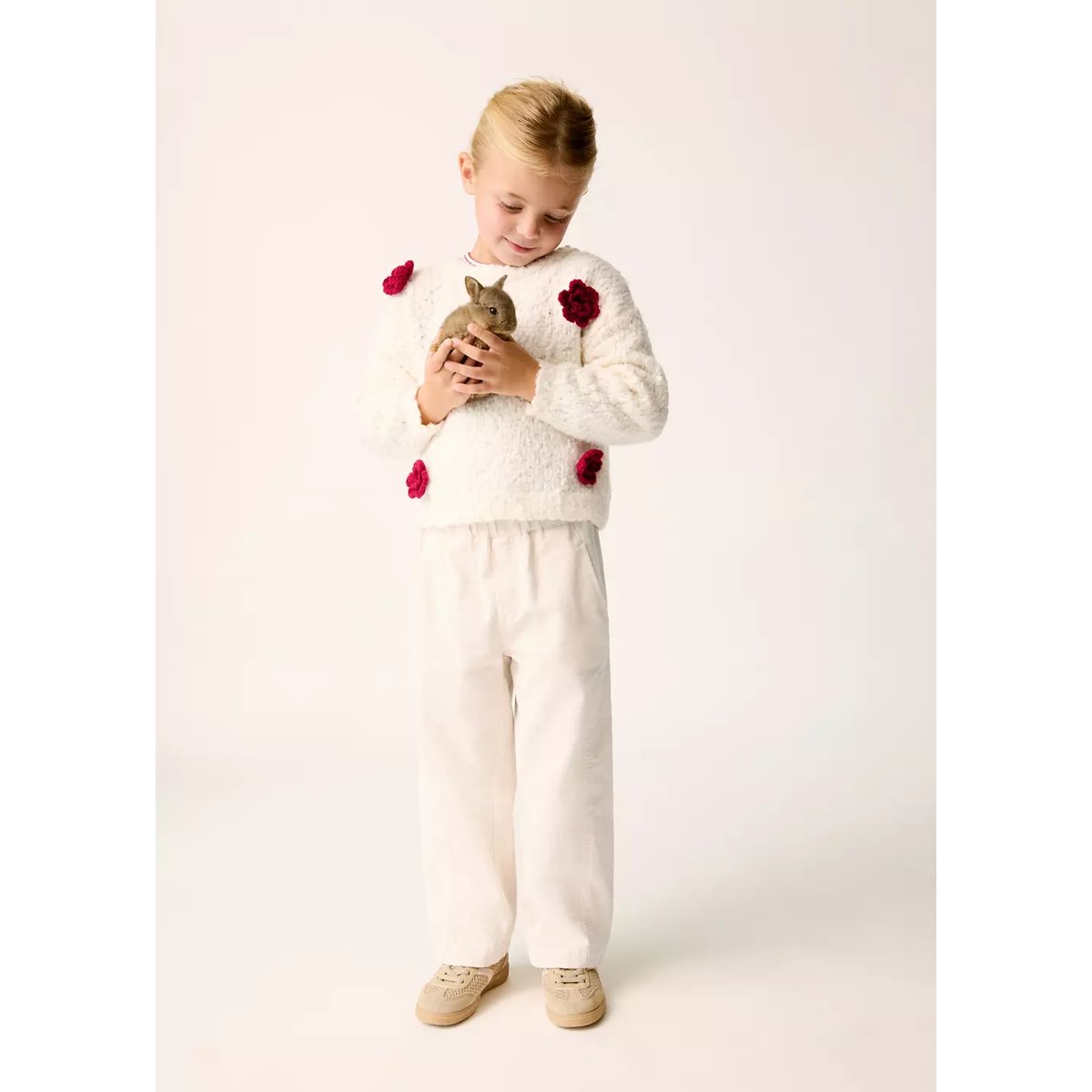 Pantalon velours côtelé à coutures blanc cassé, MANGO BABY