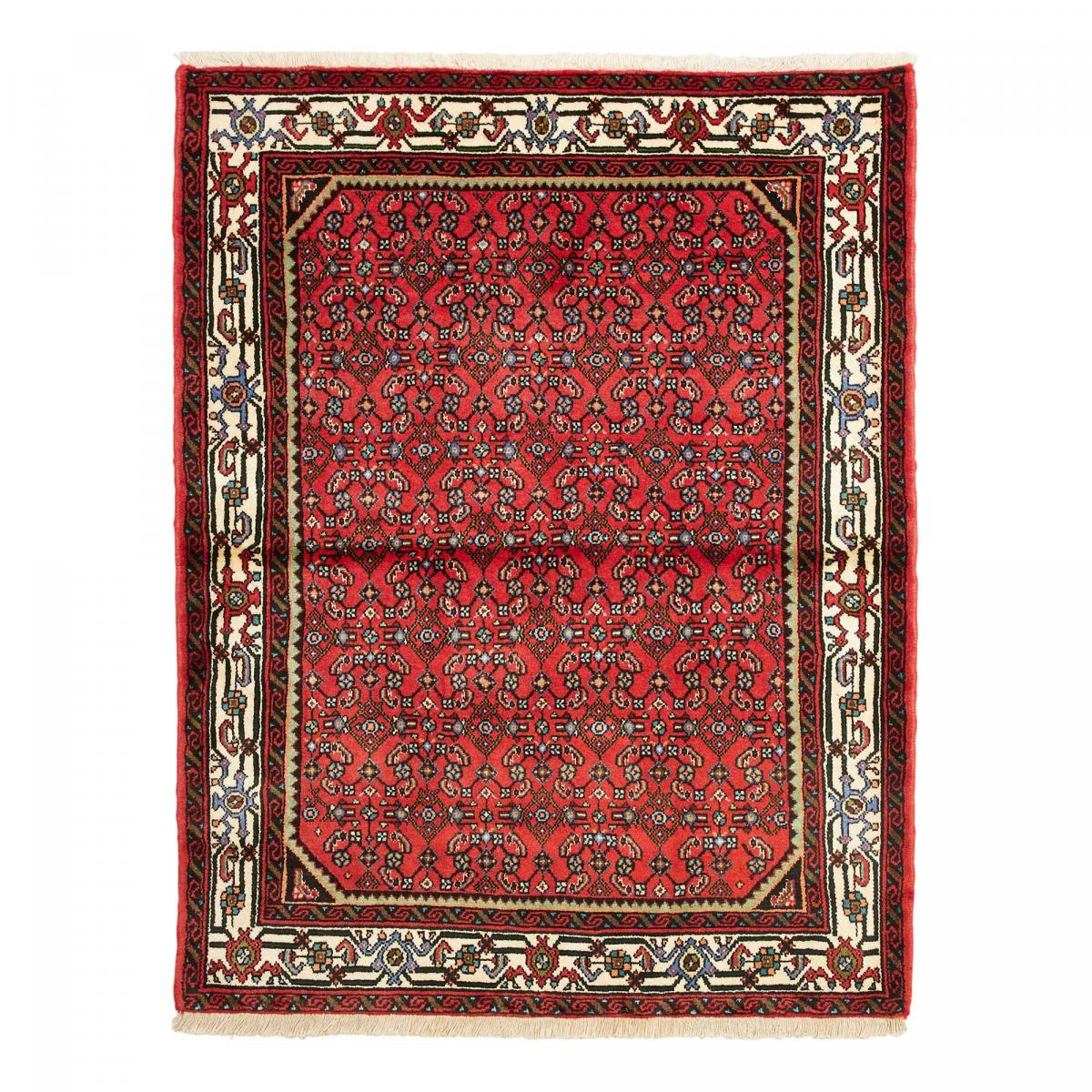 Tapis d'orient au motif oriental, noué main en laine, HAMADAN 21 rouge, crème, noir, UN AMOUR DE TAPIS