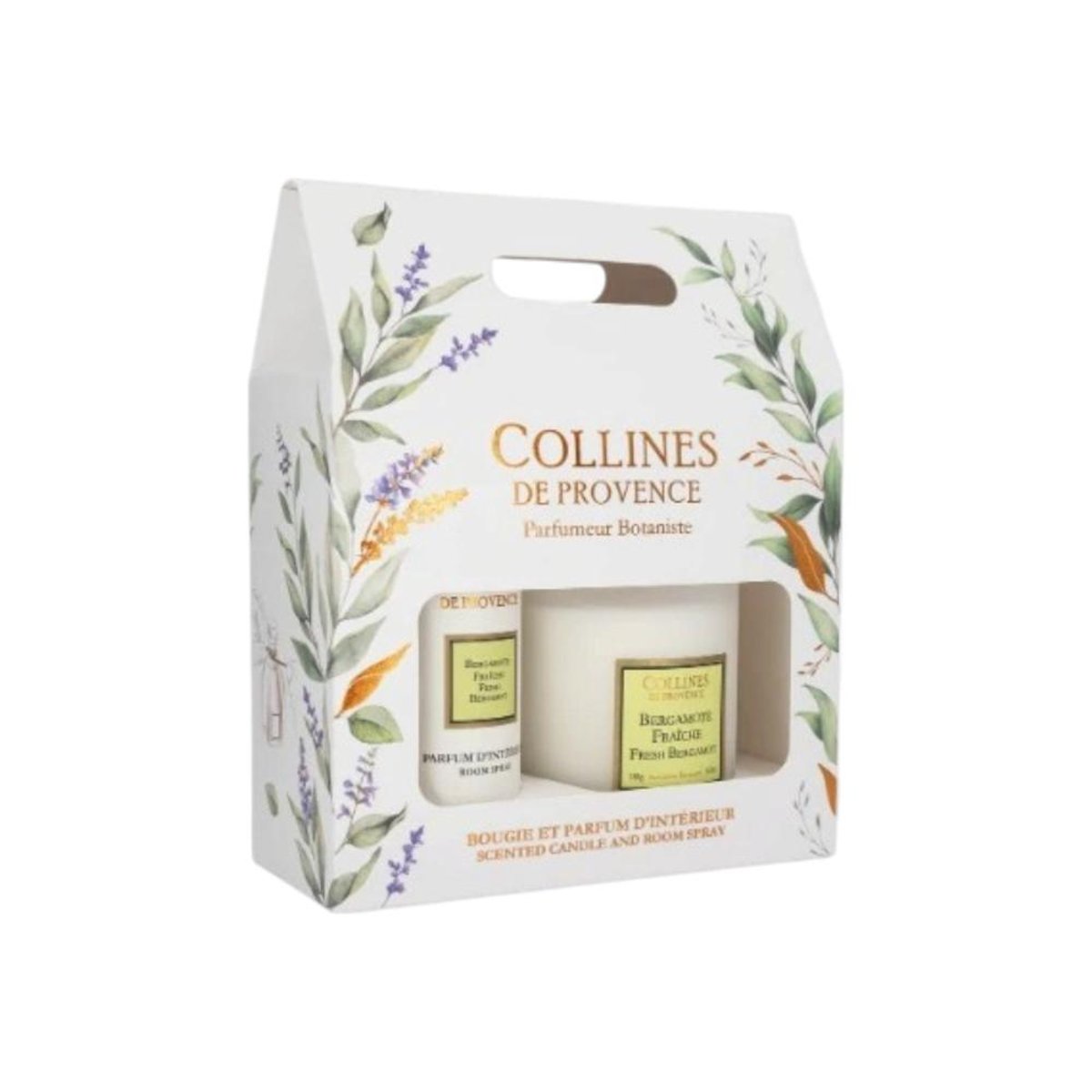 Parfum d'intérieur - Coffret parfum d'intérieur et bougie Bergamote Fraîche blanc, COLLINES DE PROVENCE