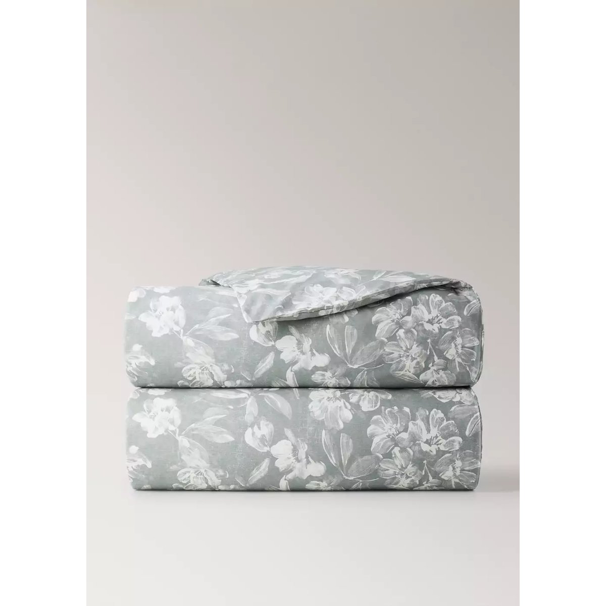Housse de couette percale de coton fleurs vintage Lit 135/140 cm vert moyen, MANGO HOME