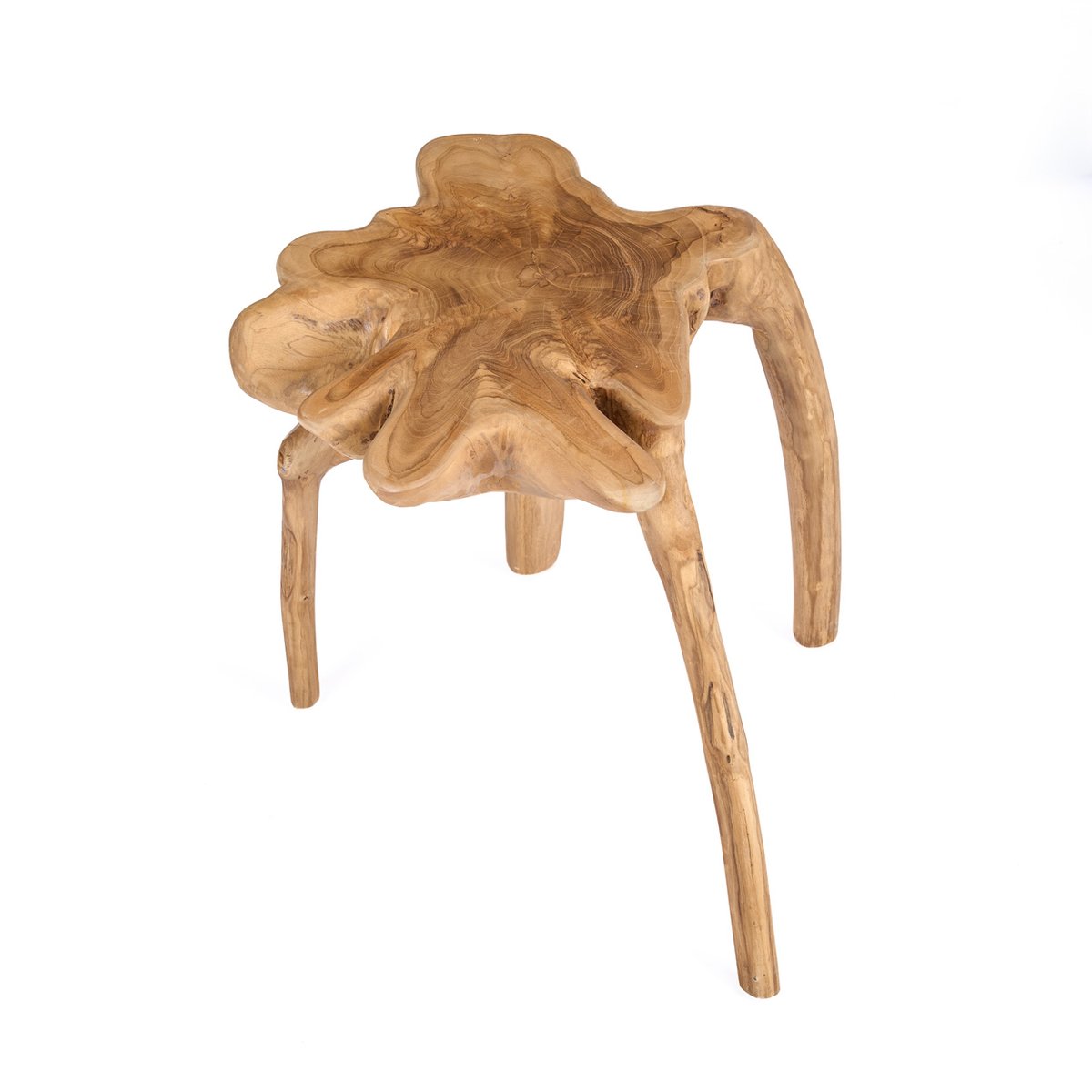 Table d’appoint en bois de teck ROOTY beige, BAZAR BIZAR
