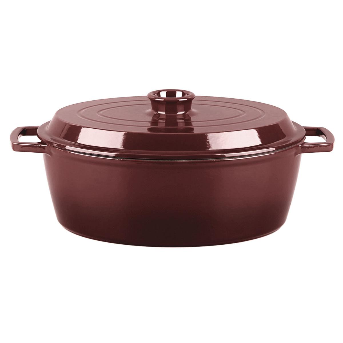 Cocotte en fonte ovale 33cm - "Masseiron Merlot" couleur unique, LAGUIOLE CUISSON