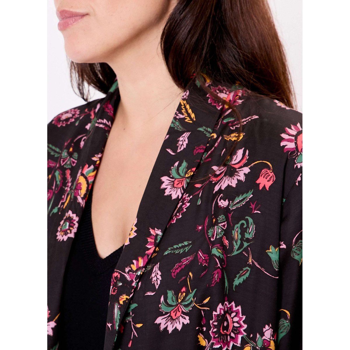 Veste kimono fluide satinée SCARLET noir nokomi, LA FIANCÉE