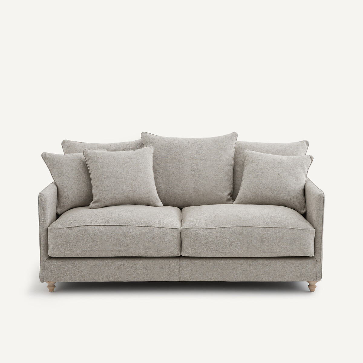 Canapé compact convertible en texturé viscose et lin, LAZARE naturel, AM.PM