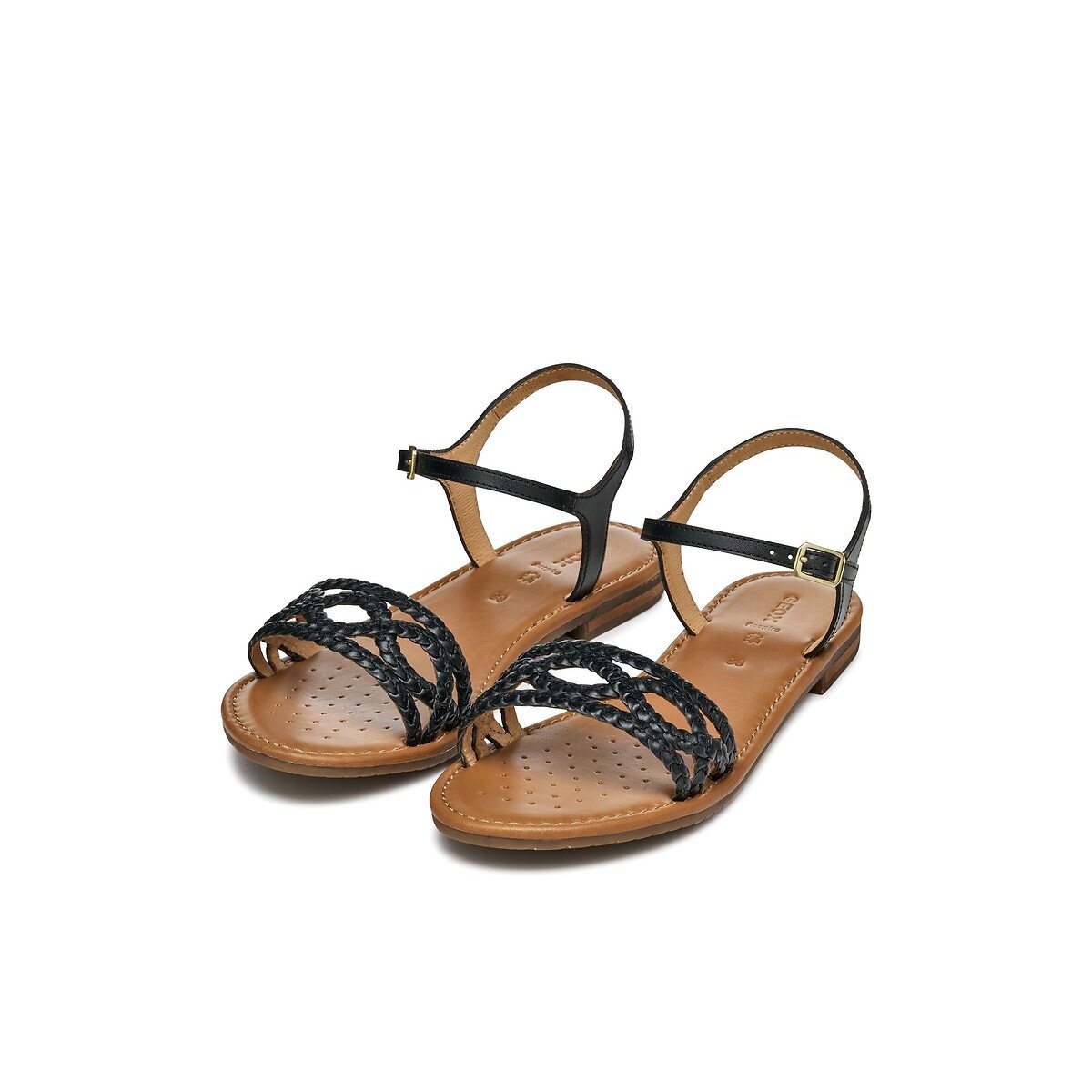 Sozy Leather Flat Sandals black, GEOX