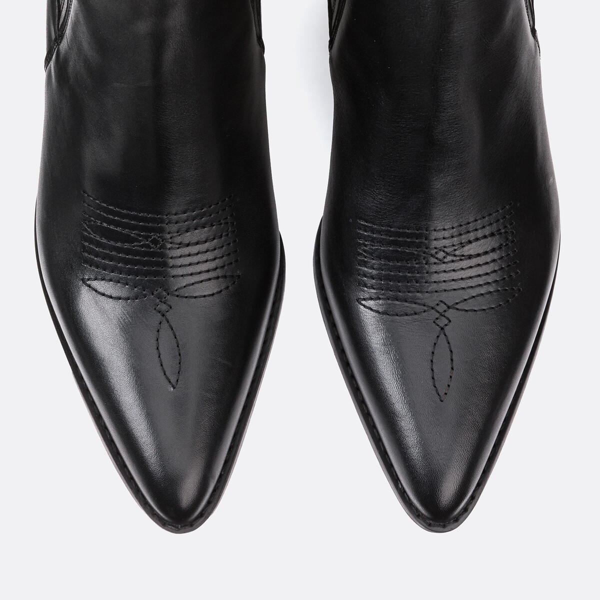 Boots western en cuir, Signature DORIANE noir, LA REDOUTE COLLECTIONS