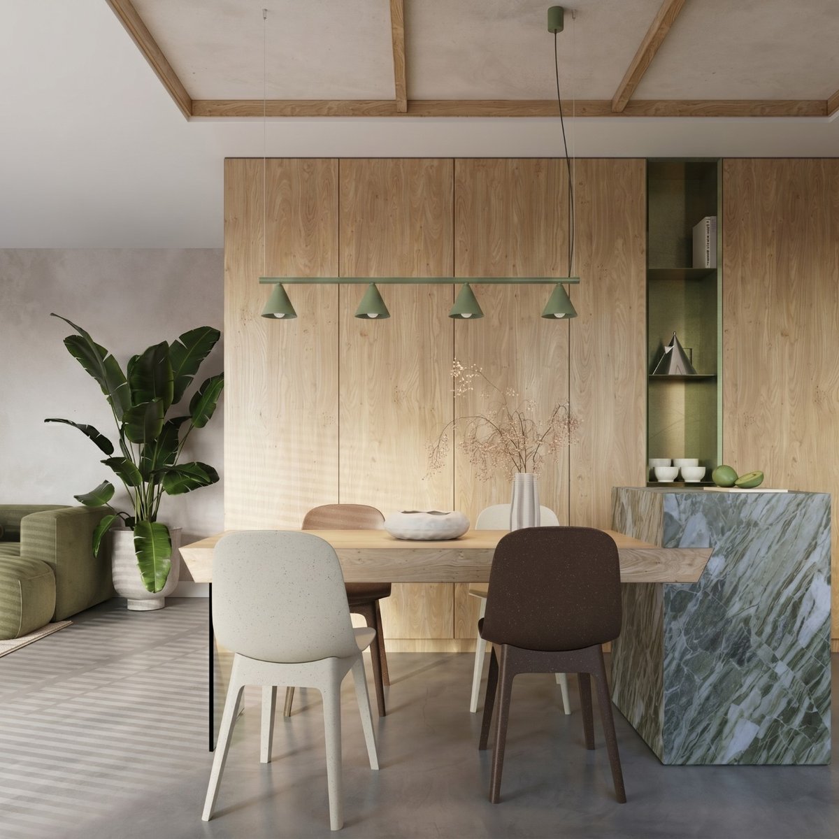 Lustre Acier Vert Olive E14 4 NOX vert olive, EDEN