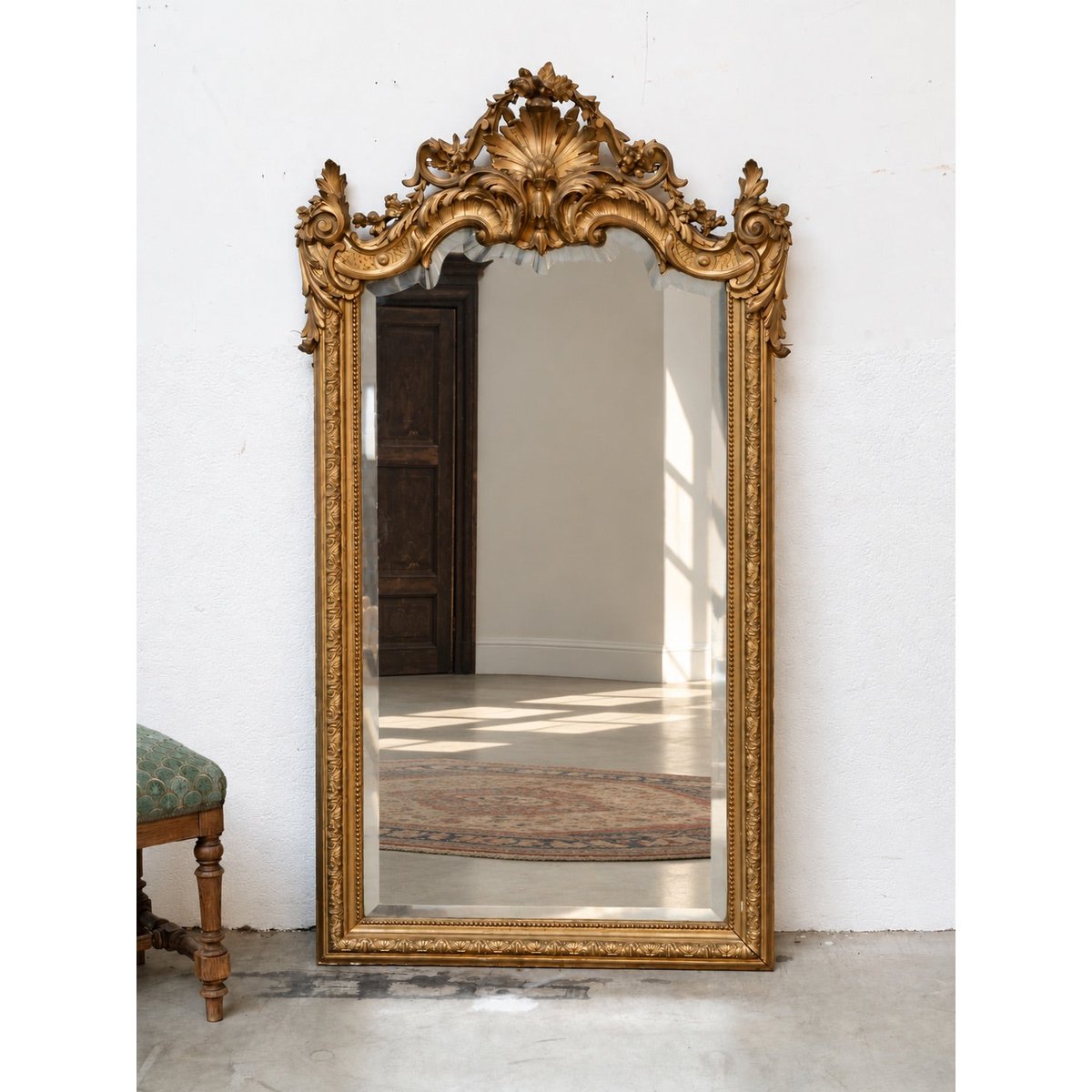 Grand miroir ancien sculpté style Louis XV Georges N°1382 - Bon état miroir, DEBONGOUT
