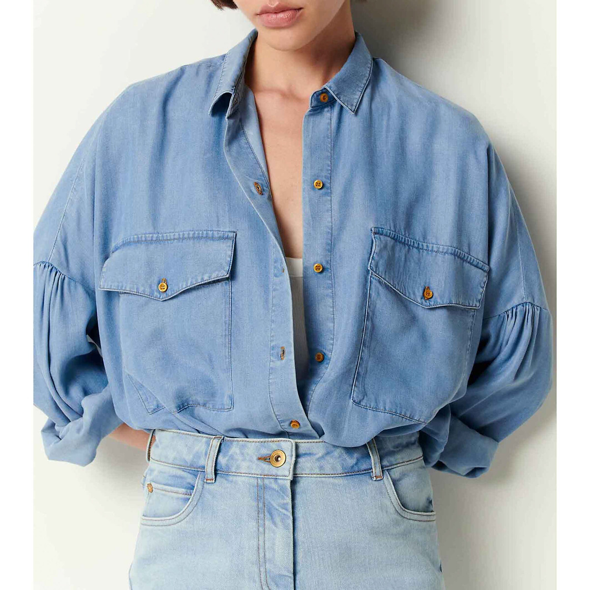 Chemise à poches plaquées, manches amples BOTANIA chambray, SESSUN
