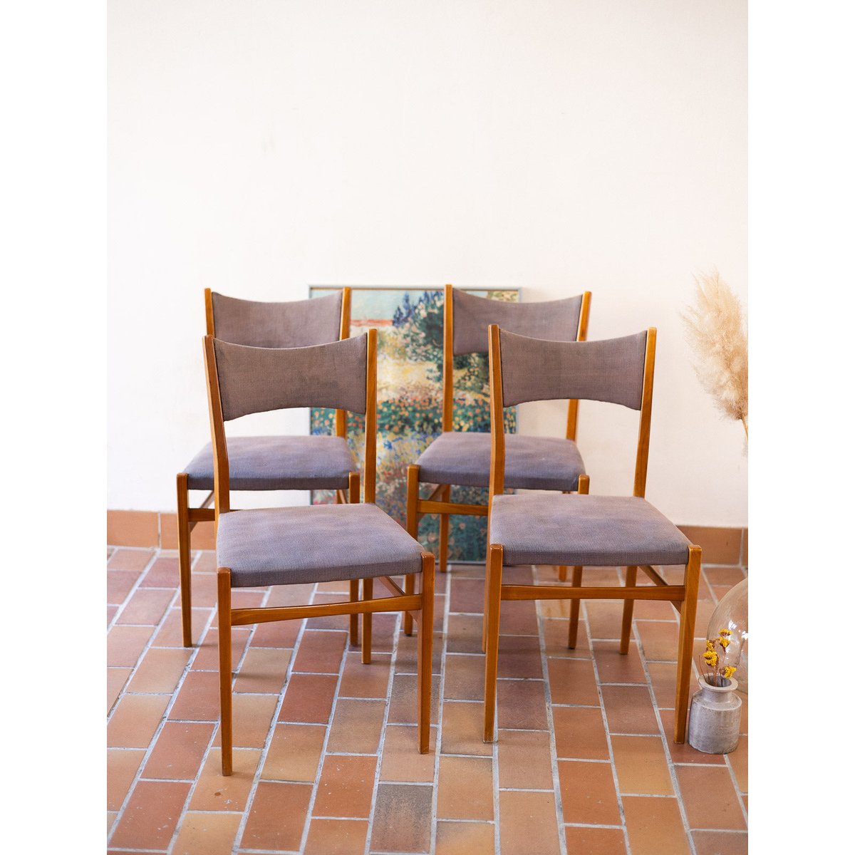 Lot de 4 chaises authentiques Alma N°1897 - Bon état bois clair, DEBONGOUT