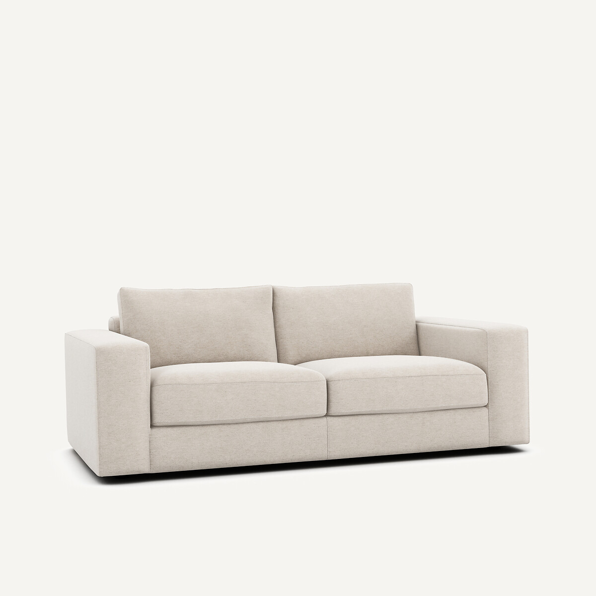 Kompaktes 3-Sitzer-Sofa aus meliertem Canvas, SKANDER elfenbein, AM.PM