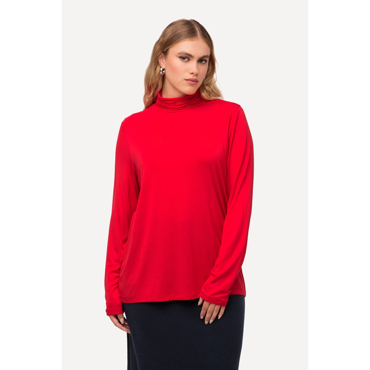 T-shirt à col roulé et manches longues rouge, ULLA POPKEN