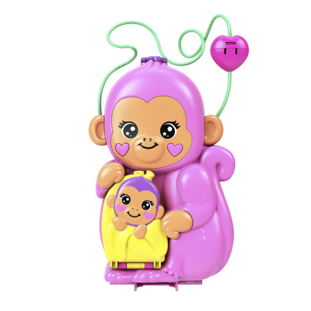 Polly Pocket Coffret Maman Singe et Son Bébé jaune, MATTEL