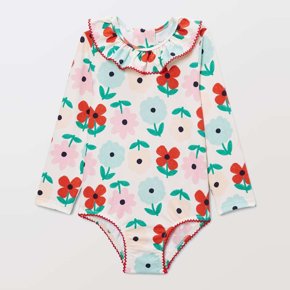 Maillot de bain 1 pièce manche longues imprimé ecru, BOUT'CHOU