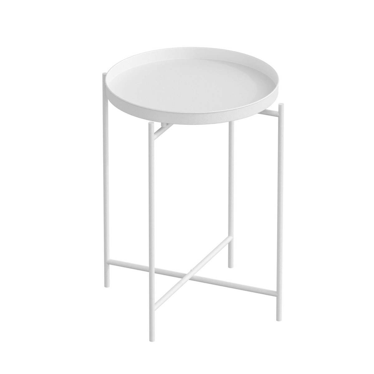 Bout de canapé rond en métal SFAX blanc, PIER IMPORT