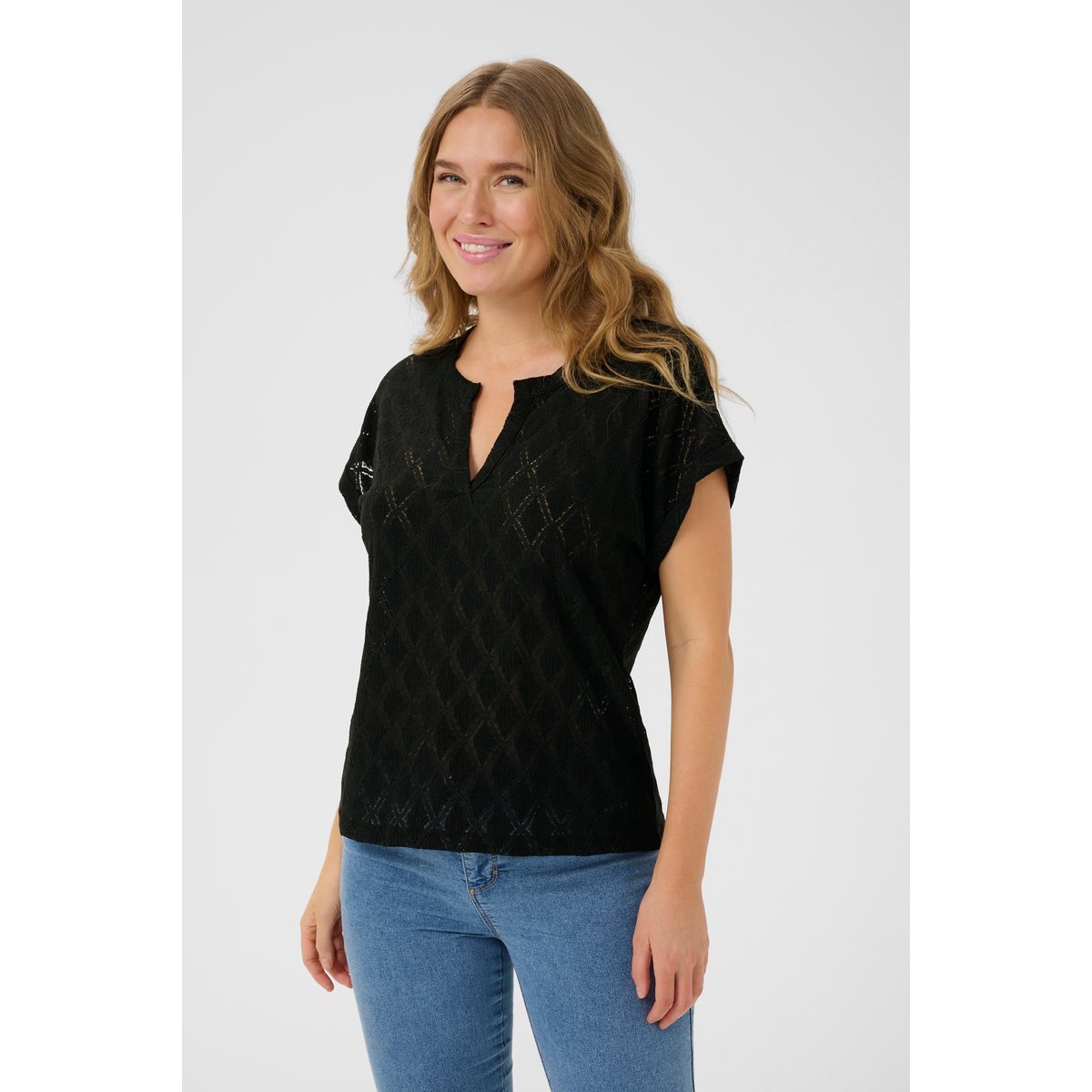 Short sleeved blouse noir black, KAFFE