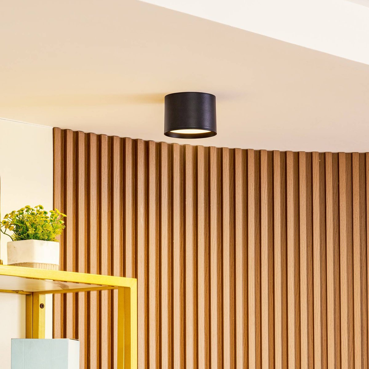 Plafonnier en aluminium moderneLED, Nivoria noir, LINDBY