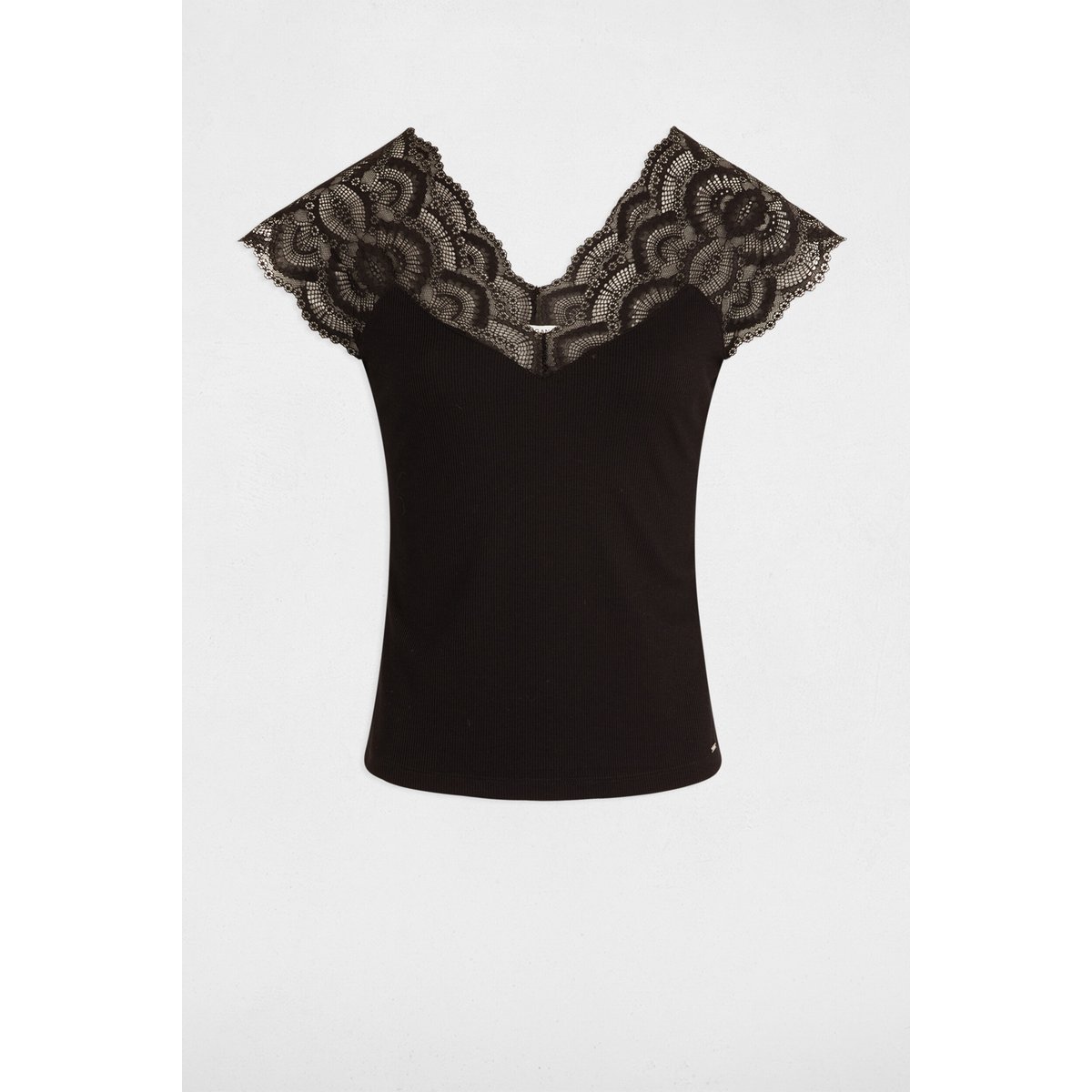 T-shirt manches courtes noir, MORGAN