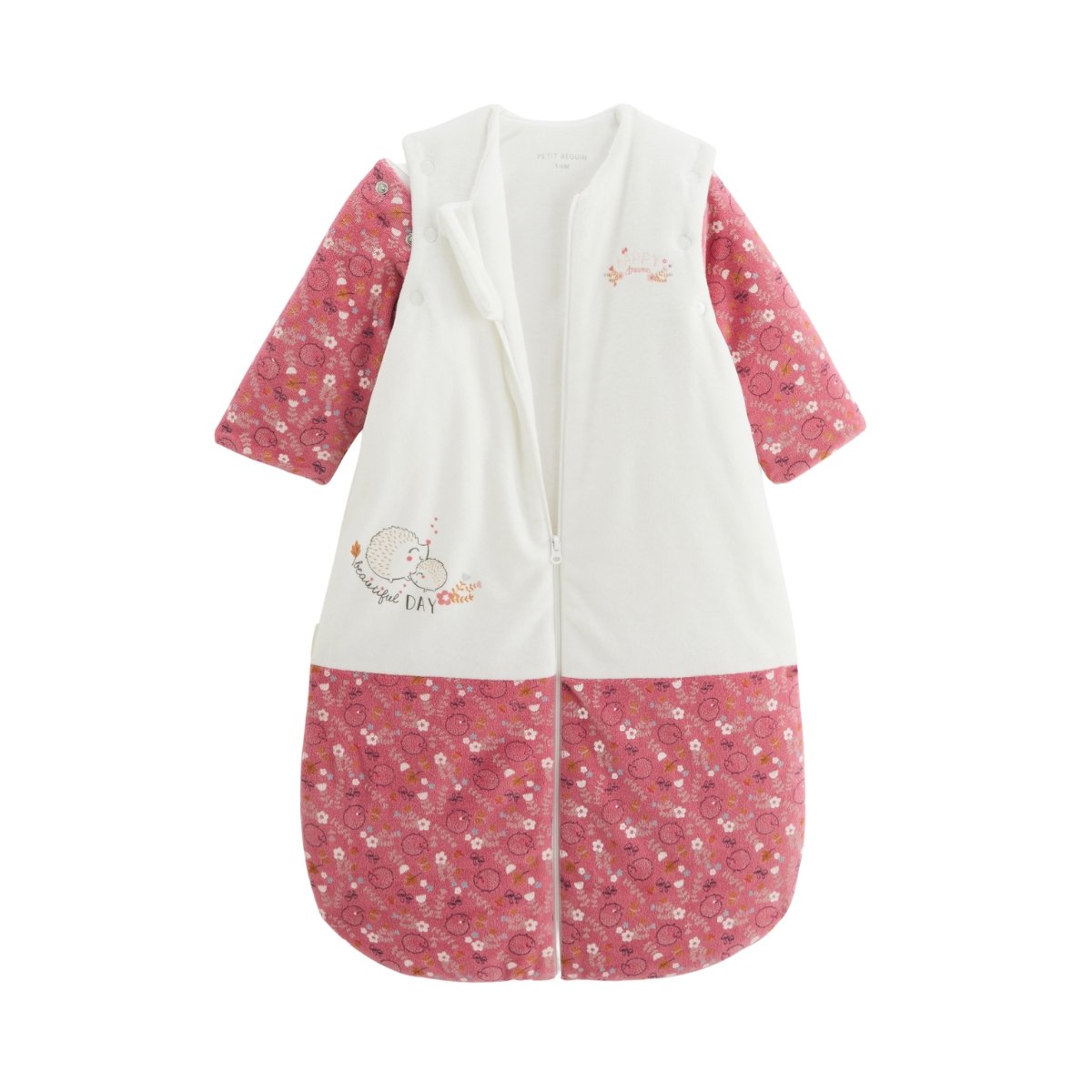 Gigoteuse d'hiver en velours avec manches amovibles Happy Days rose, PETIT BEGUIN