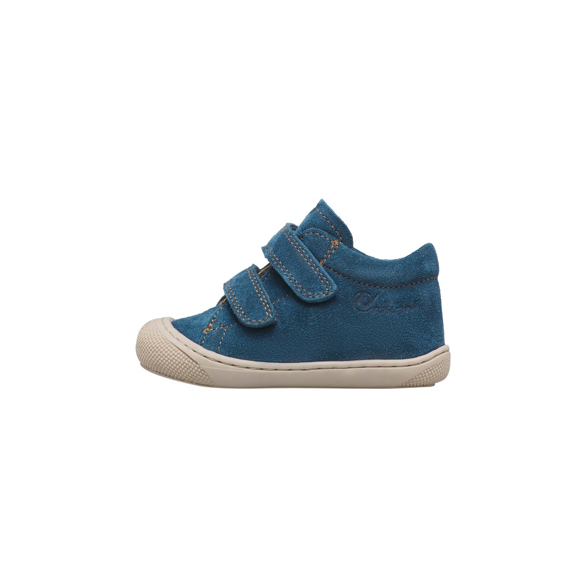 Chaussures premiers pas en suède COCOON VL bleu-blanc, NATURINO