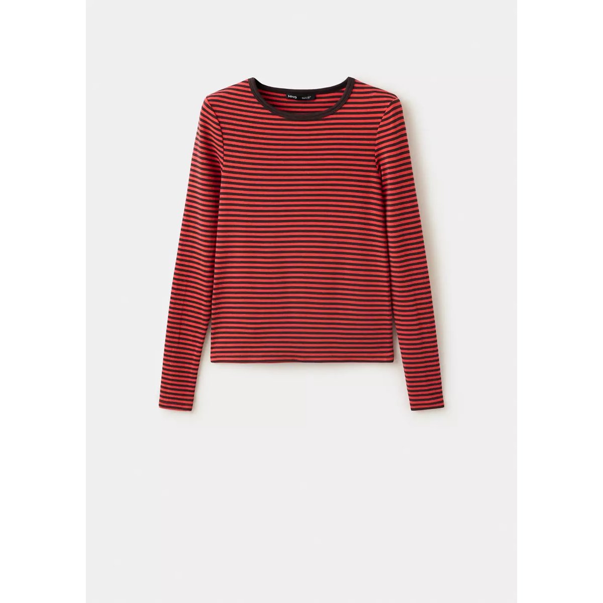 T-shirt rayé manches longues rouge, MANGO