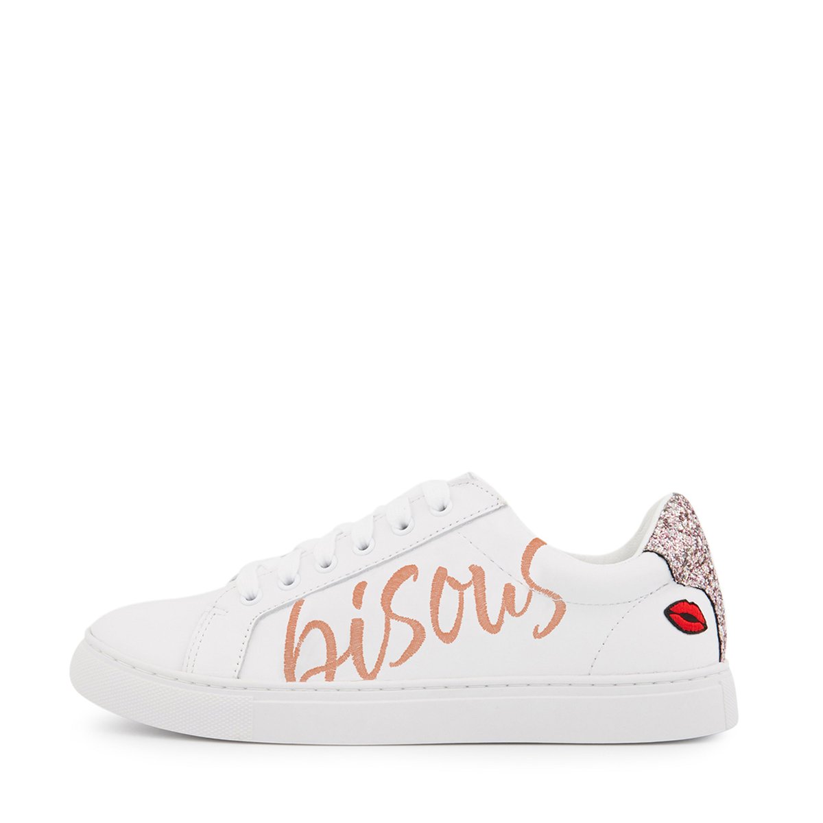 Baskets En Cuir Simone Bisous blanc, BONS BAISERS