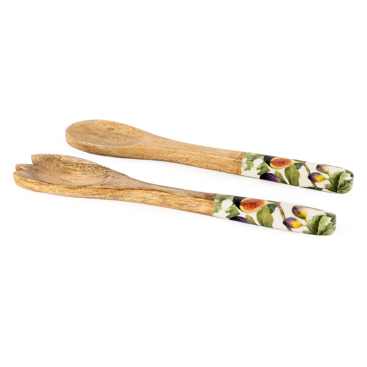 Set of 2 'Figs' Serving Spoon & Fork in Mango Wood purple, SO'HOME