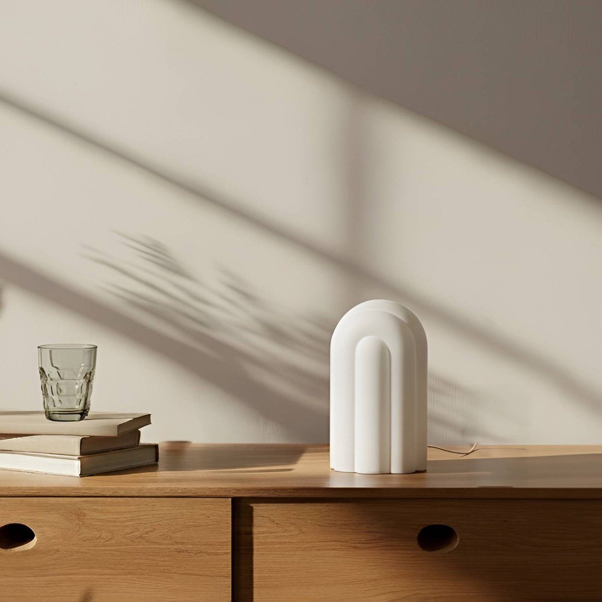 Lampe à poser en verre moderneLED, Lunja blanc, LUCANDE