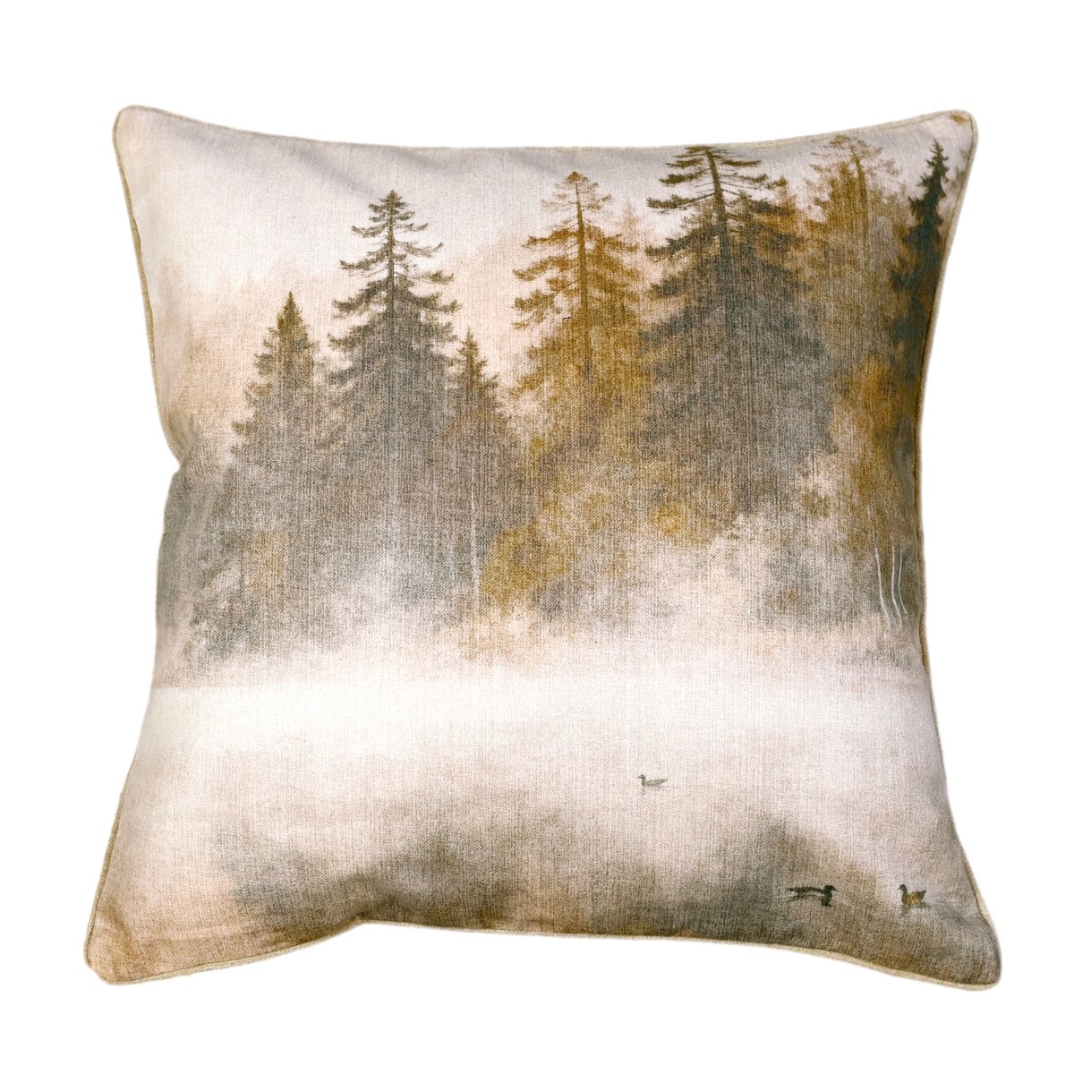 Coussin réversible imprimé aquarelle forêt - QABANE tabac, HOME MAISON