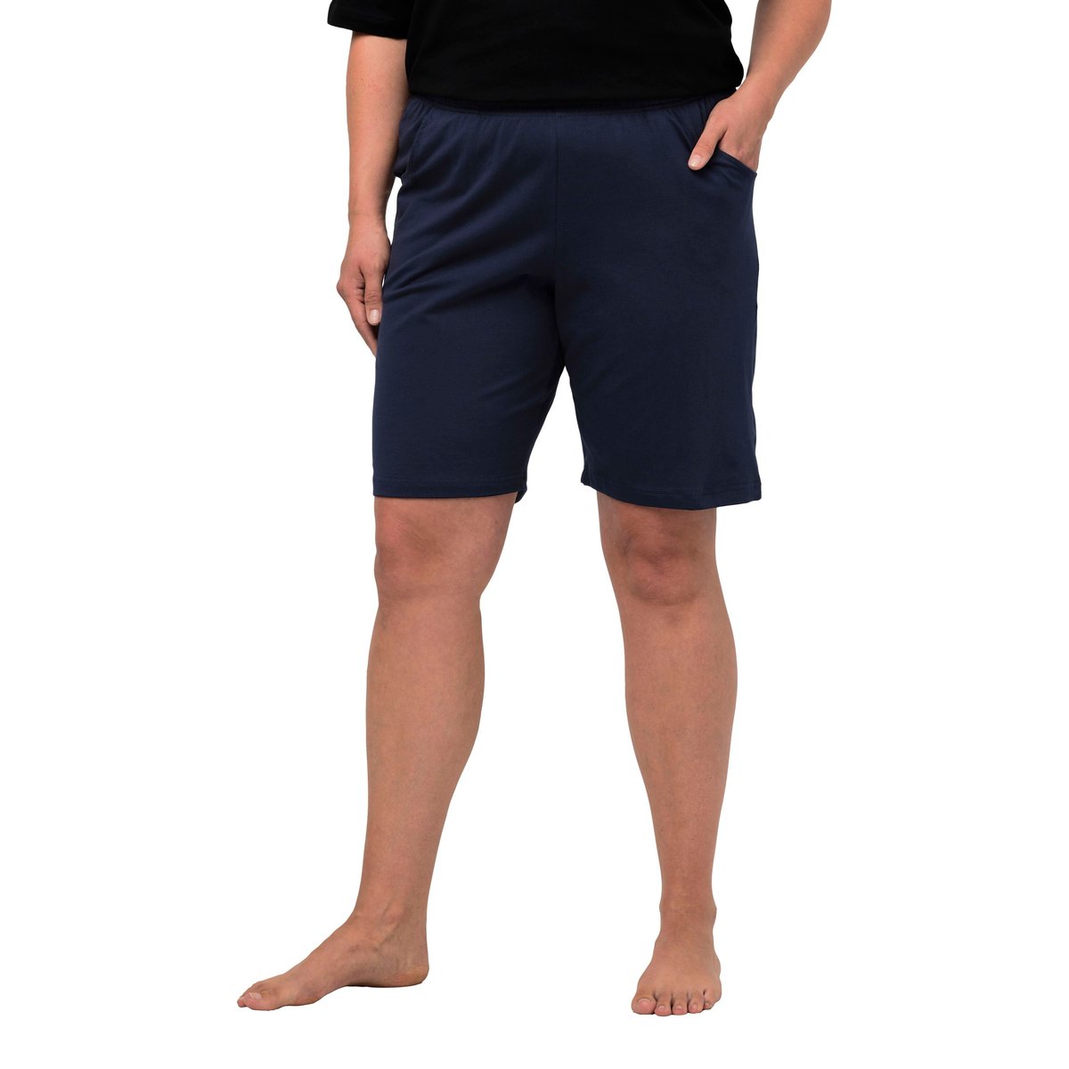 Short en jersey. Taille élastique et poches bleu foncé, ULLA POPKEN