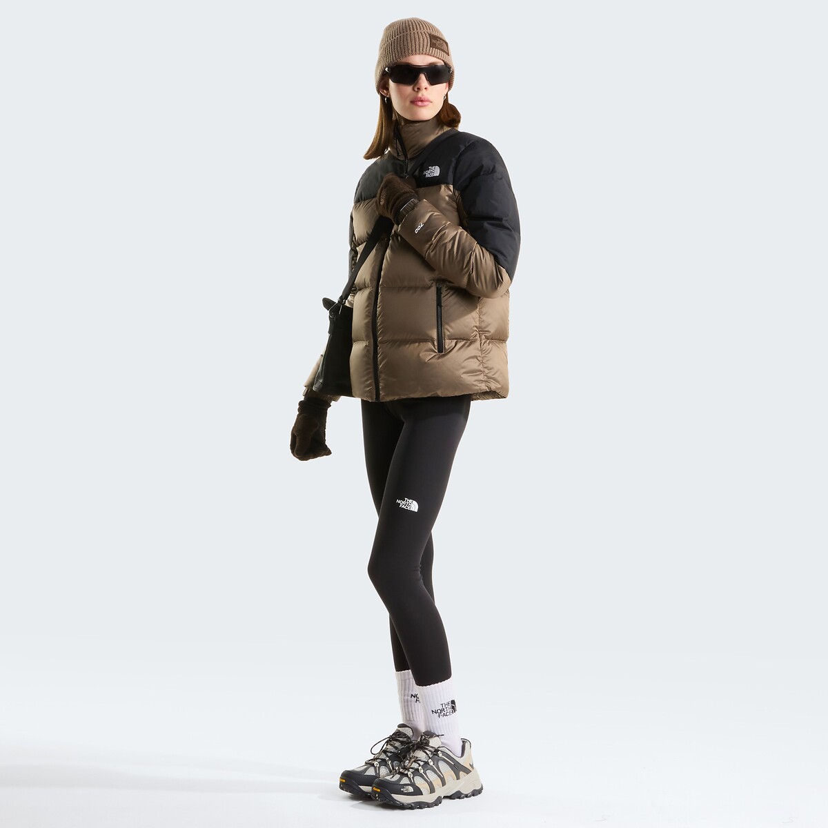 Doudoune courte fermeture zippée, plein hiver beige/noir, THE NORTH FACE