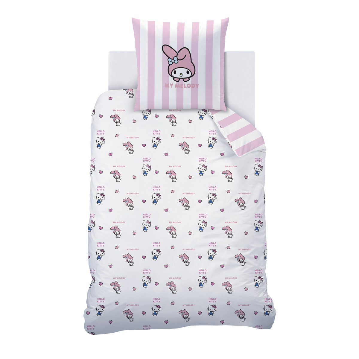 Parure de lit imprimée 100% coton, CLASSIC rose, HELLO KITTY